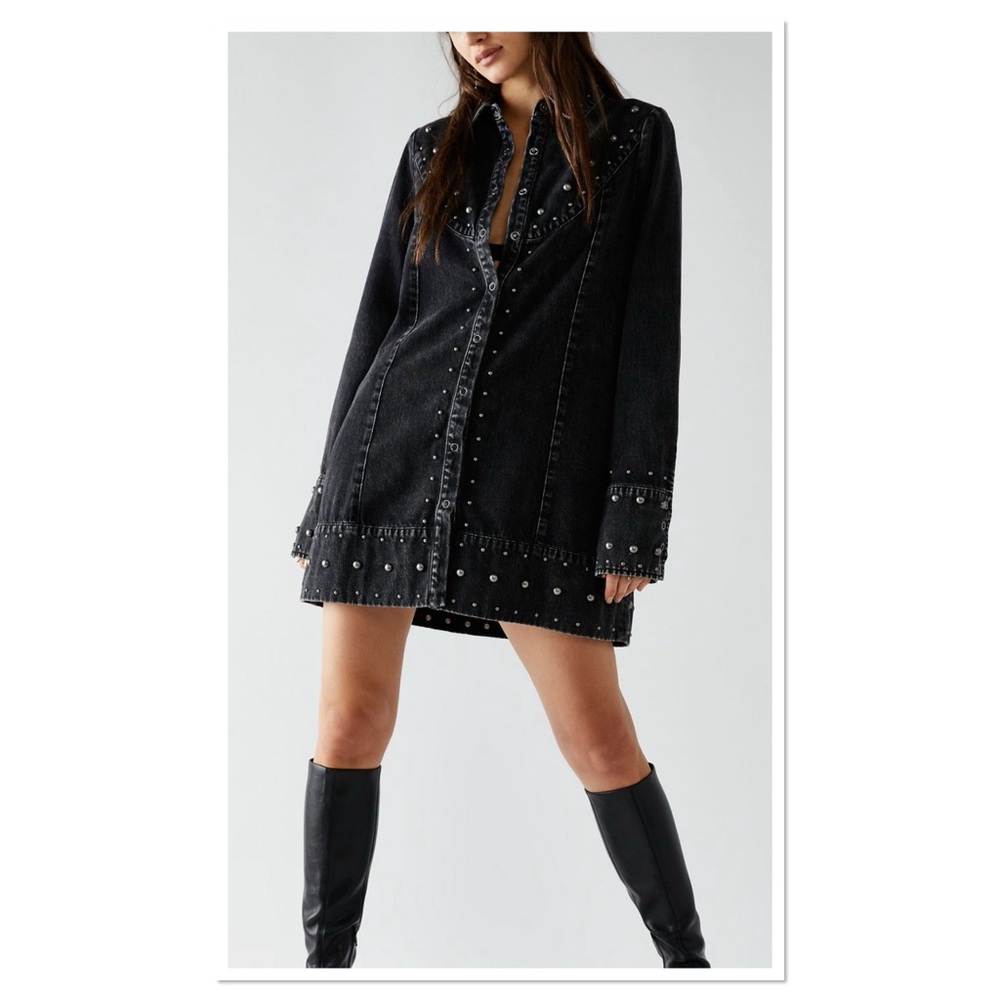 Free People Bennett Black Stud Mini Dress